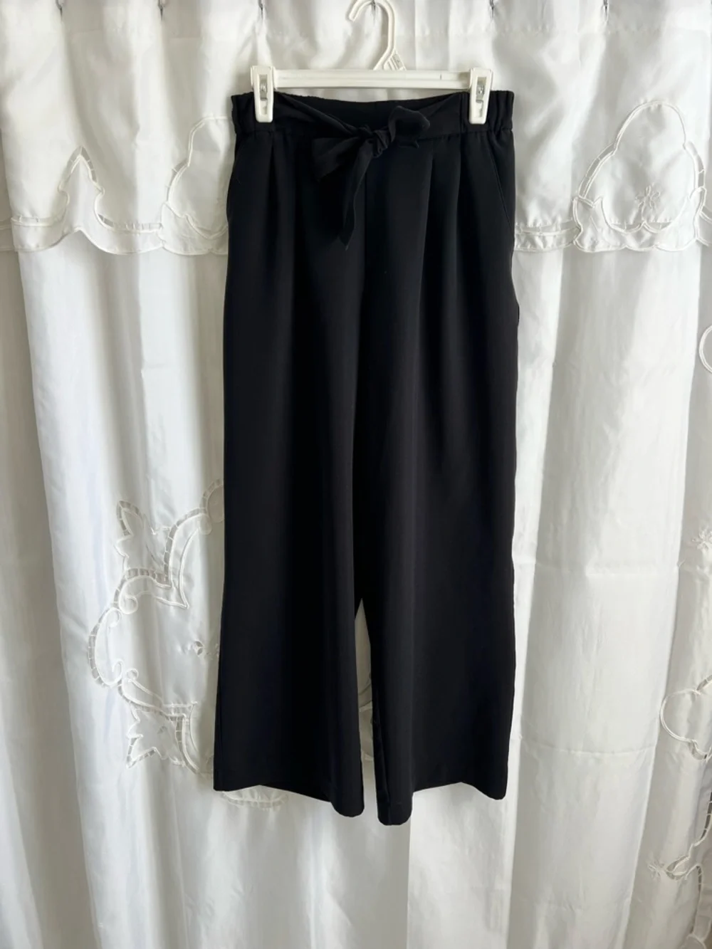 Lululemon Noir Woven Wide Leg Pants Black High Rise Office Career Size 8